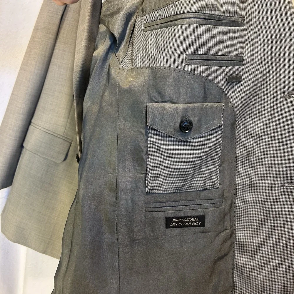 Gianelli Mens 42R Blazer Suit Jacket Italian‎ 2 Button Wool Double Vent Gray NWT